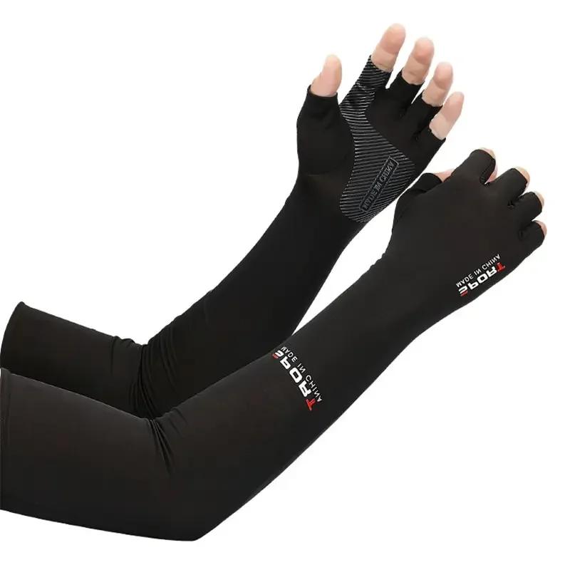 Sports braço mangas para ciclismo, corrida, pesca, escalada, proteção solar uv, gelo, legal, com punho de 5 dedos, ao ar livre, 1 par - Image 1