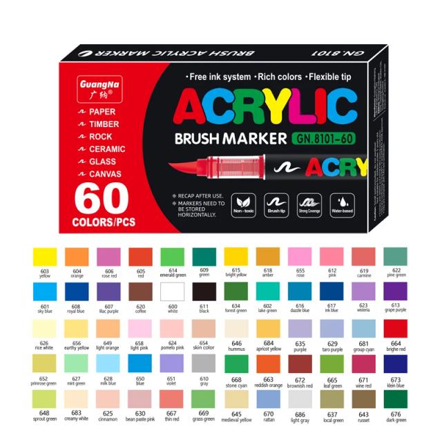 Canetas de Tinta Acrílica Ponta Escova para Artesanato DIY - 120 Cores para Pintura Rupestre e Lona de Madeira, Ideal como Presente de Natal