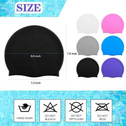 Toucas de natação para adultos, para homens e mulheres, à prova d'água, alta elasticidade, silicone, cobertura para piscina, orelhas, cabelo longo, grandes chapéus de natação, látex - Image 6