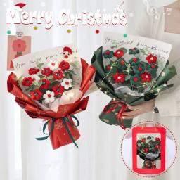 Artificial tecido eterna flor bouquet, crochê flores, graduação bouquet, decoração de Natal, presente de ano novo, 2025 - Image 2