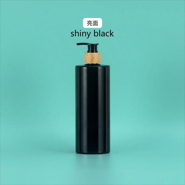 Garrafa de Loção PET com Bomba de Bambu - Opções Lisas, Brilhantes e Foscas para Shampoo e Lavagem Corporal, Personalização de Logotipo, 300ml e 500ml
