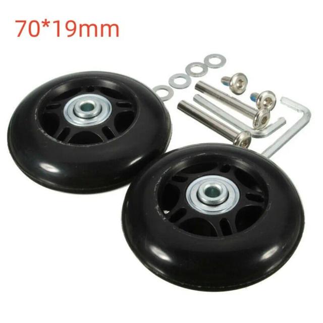 Kit de Reparo de Rodas para Mala de Viagem - Borracha e Metal - Preto - 2 Rodas
