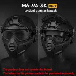Máscara tática com óculos conjunto tiro airsoft cs wargame máscaras paintball caça acessórios - Image 6