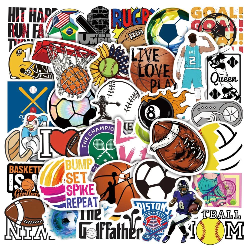 10/30/50 pçs mix esportes bola jogo adesivos futebol basquete rugby decalque do telefone portátil skate carro motocicleta bagagem adesivo - Image 1