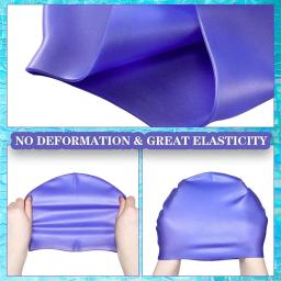 Touca de natação de silicone à prova d'água, chapéu de natação para homens, mulheres, adultos, crianças, cabelo longo, piscina, equipamento de mergulho, bonés elásticos - Image 3