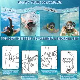 Conjunto de snorkel seco máscara de mergulho para adultos vidro temperado profissional panorâmico equipamento de mergulho treinamento de natação kit de snorkel - Image 6
