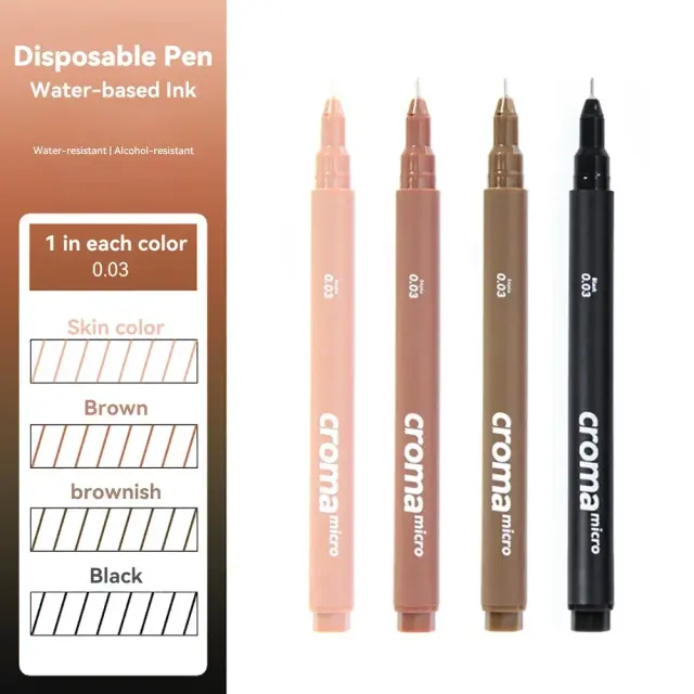 Caneta Neon Micron Preta à Prova d'Água para Esboços e Pintura Manual - Delineadora de Linha Fina para Materiais de Arte de Anime