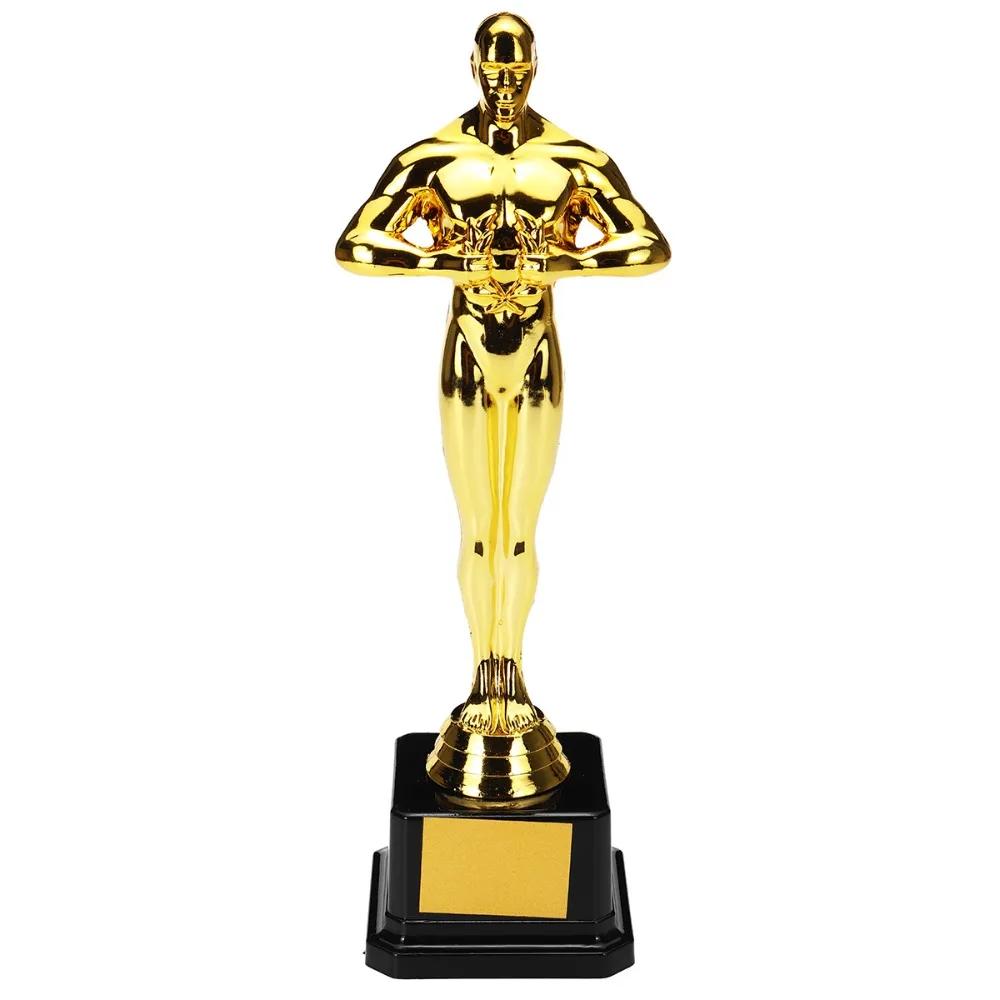 Estátua de plástico pequeno troféu para festa, artesanato banhado a ouro, lembranças de prêmios, réplica e Oscar, presentes, 18cm, 21cm, 26cm, 1 pol, 3PCs - Image 1