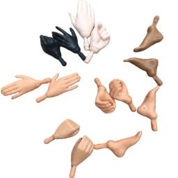 Nova substituição original boneca mãos monstering alta boneca brinquedo peças preto cinza amarelo azul fishman boneca mãos diy brinquedo acessórios - Image 1
