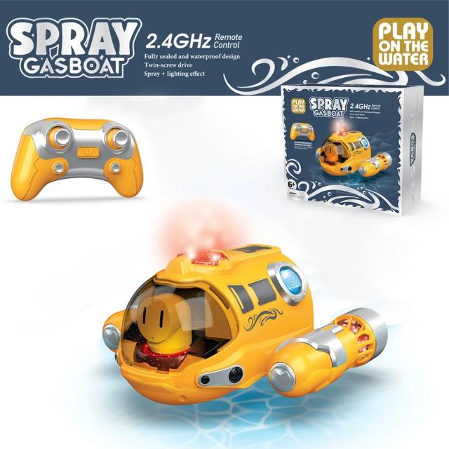 Barco a Motor Submarino RC 2.4G Spray/Luz 20 Minutos de Resistência