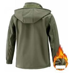 2 pçs ternos táticos de inverno engrossar homens velo camo terno conjuntos de treinamento de acampamento multi-bolso jaqueta com capuz roupas de caça - Image 6