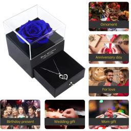 Eterna Caixa Rosa com Colar, Flores Preservadas, Cristal, Presentes para Mamãe, Esposa, Namorada, Ela, Dia de Aniversário - Image 2