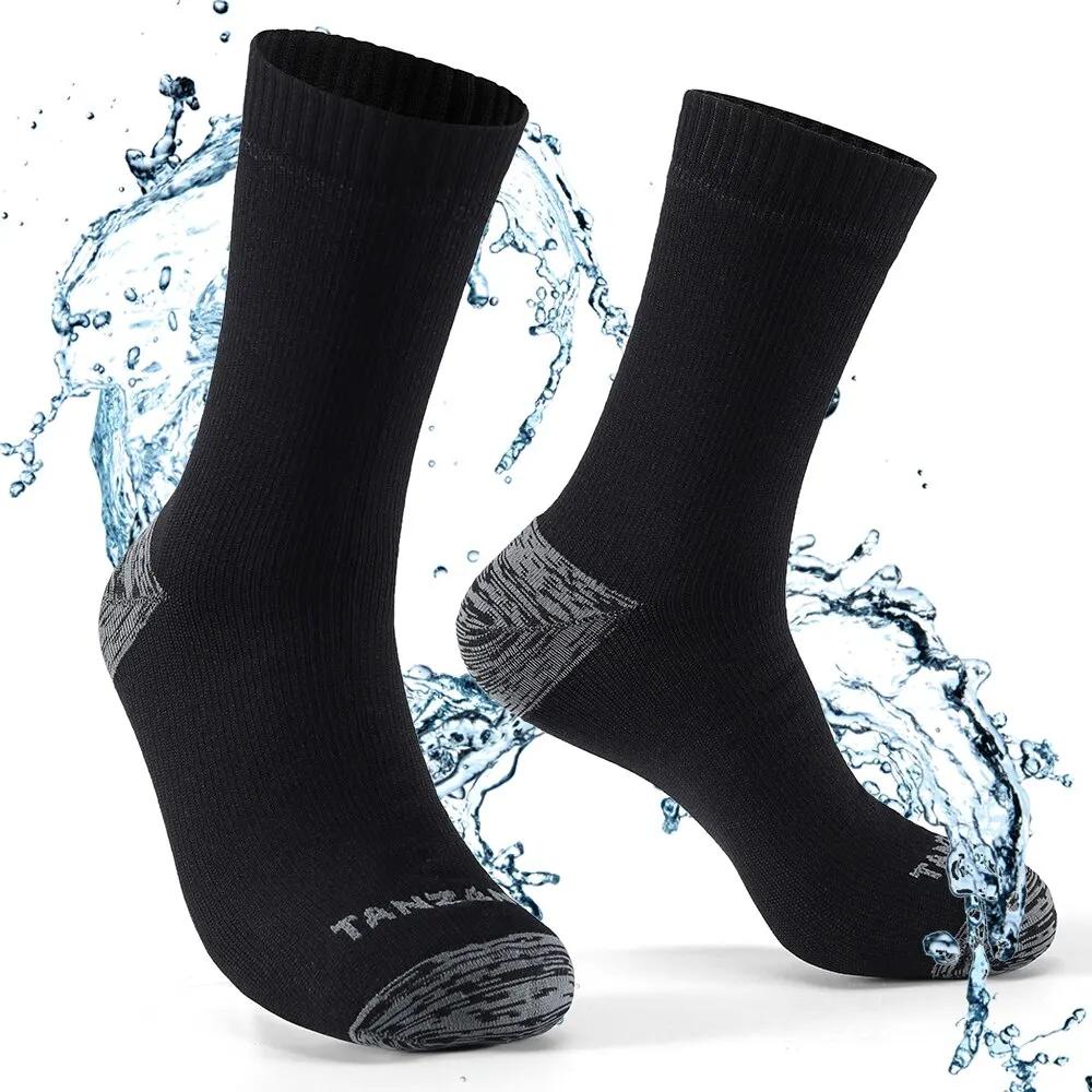 Meias impermeáveis para homens, meias esportivas térmicas para neve quente, mingau, snowboard, ciclismo, esqui, bicicleta, inverno, preto e azul - Image 1