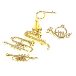 Mini Golden trompete saxofone para bonecas, instrumentos de sopro, instrumento musical, casa bar, boneca acessórios, 24pcs por conjunto - Image 5