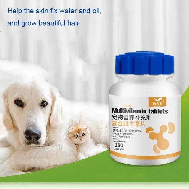 Suplemento Multivitamínico para Pets com 180 Comprimidos: Fortaleça o Sistema Imunológico e Garanta Pelos Saudáveis em Cães e Gatos