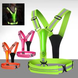 Colete Refletivo LED para Noite, Correias ajustáveis, Colete de segurança para ciclismo, USB Recarregável, 3 modos de luz - Image 2