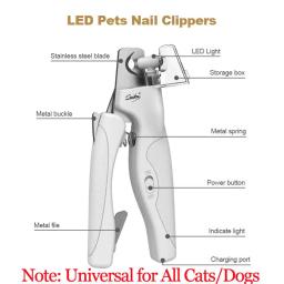 Prego Clipper com luz LED para cão e gato, garra sangue linha tesoura, aparador de unhas multifunções, Pet Cleaning, Grooming Supplies - Image 6