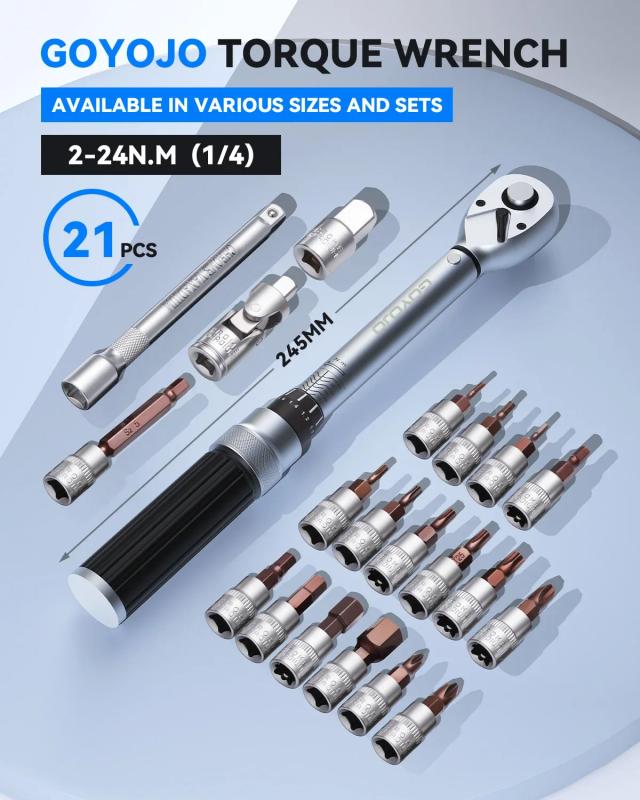Kit de Chave de Torque Ajustável para Mountain Bike com Multitool para Manutenção de Bicicletas, 2 a 24 Nm