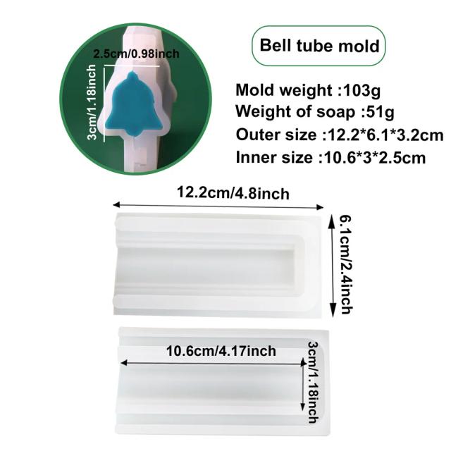 Molde Silicone Vela Sabão Natal Tubo Boneco Neve Sino Floco Árvore