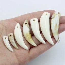 Lobo Dentes Encantos para Fazer Jóias, Contas de Resina, Pingentes Chifre Marfim, Acrílico, Acessórios DIY, 20Pcs, 30Pcs, 100Pcs - Image 5