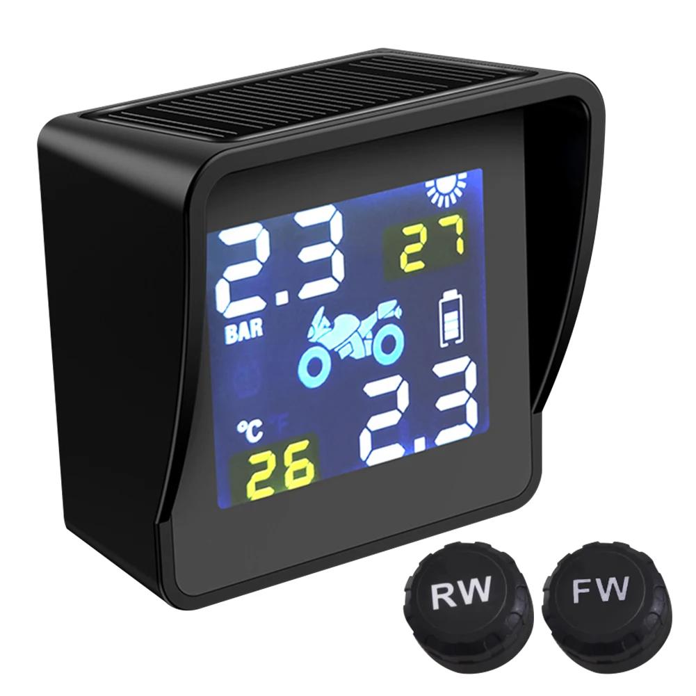 Motocicleta Solar carregamento Monitor De Pressão Do Pneu, impermeável Sem Fio Temperatura Monitoramento Sistema De Alarme, 2 Sensores - Image 1