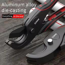Cortador de tubulação resistente 32mm 42mm 63mm 75mm, corpo de liga de alumínio, tesoura catraca, cortador de tubo, pvc/pu/pp/pe, ferramentas manuais de corte de mangueira - Image 3