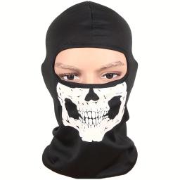 Balaclava para motocicleta, máscara facial completa com estampa de caveira, máscara facial completa à prova de vento para esqui, cabeça, pescoço, forro para capacete de bicicleta - Image 3