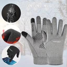 Homens inverno à prova dwaterproof água luvas de ciclismo esportes ao ar livre esqui correndo motocicleta tela sensível ao toque luvas de lã antiderrapante quente dedos completos - Image 2