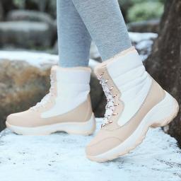 Botas de neve femininas novas senhoras sapatos plataforma mulher plana manter botas quentes senhoras casuais de pelúcia botas mujer sapatos de inverno - Image 4