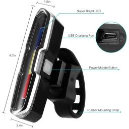 USB recarregável LED bicicleta luzes, cauda lâmpada, impermeável, montanha estrada ciclismo, iluminação de bicicleta, lanterna traseira para lanterna bicicleta - Image 3