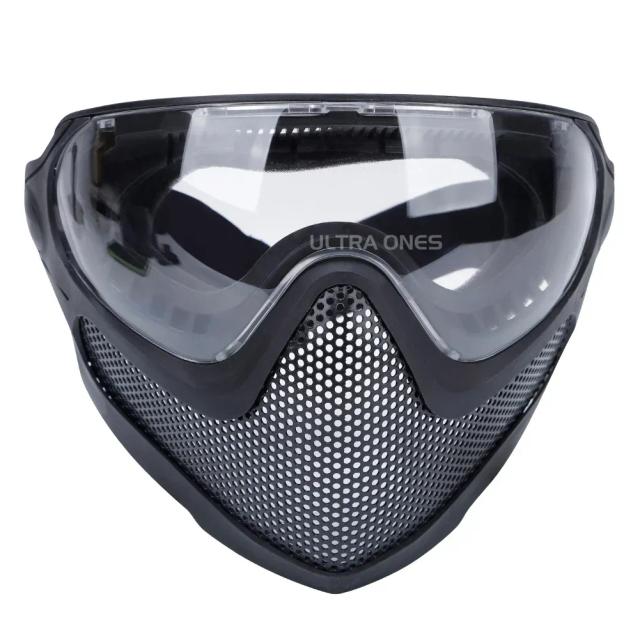 Máscara Tática de Malha de Aço para Airsoft e Paintball: Facial Completa com Acessórios para Capacete e Óculos de Proteção com 3 Lentes