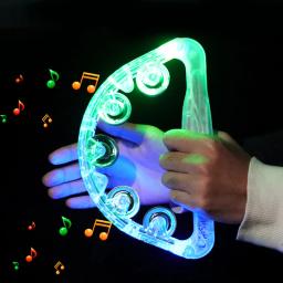 Bright LED Light Up Sensory Toy, piscando Pandeiro, Instrumento Musical, Agitando, Atmosfera de Festa, Brinquedos Infantis, Cor Aleatória - Image 2