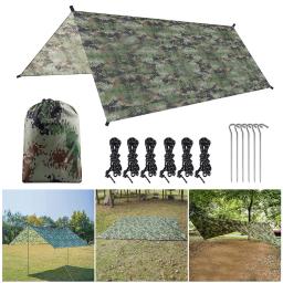 Barraca de acampamento ao ar livre camuflagem Fio de poliéster 210T Tarp portátil, impermeável, dobrável, ultra leve, equipamento de mochila piquenique - Image 4