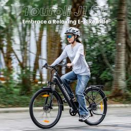 Touroll-Bicicletas Elétricas com Freio a Disco, Trekking E-Bike, Motor 250W, Bateria 15.6Ah, Pneu 27,5 ", 25 kmph, Velocidade, Mecânica, Freio, E-Brake - Image 5