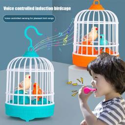 Brinquedos infantis de gaiola de pássaro, pássaros falantes elétricos, mover-se, quebra-cabeça luminoso, desempenho musical, acompanhamento brinquedo de plástico - Image 3