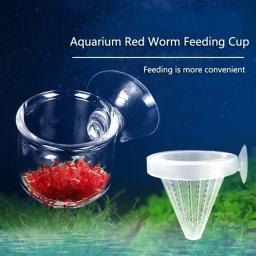 Alimentador cônico automático de plástico Cesta Hopper com ventosa Cone de aquário Red Worm Feeding, Novo - Image 1