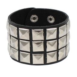 Bracelete de couro preto para homens e mulheres, pulseira Punk Rock, rebites Stud Charm, pulseira envoltório anos 80, joia gótica, moda - Image 4