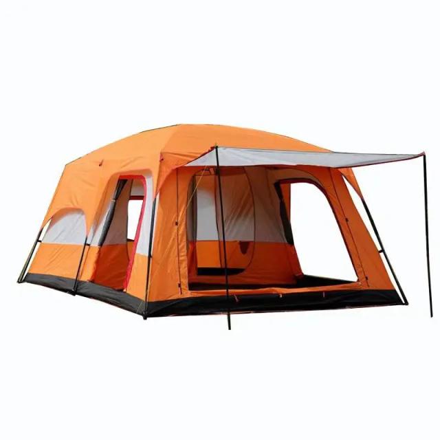 Tenda de Luxo para Camping em Família, Impermeável e Solar, Espaço para 5-8 Pessoas com Dois Quartos