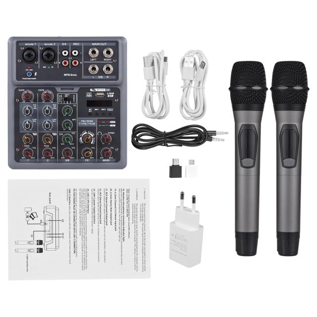 Mixer de Áudio Sem Fio com Microfone e 6 Canais - Console para Instrumentos Musicais com Efeitos 4DSP e Conectividade Bluetooth