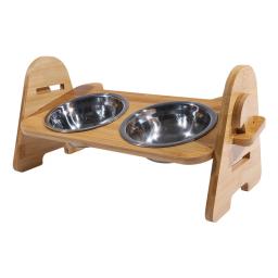 Tigelas elevadas de bambu com suporte, ajustável, levantada, cachorro, gato, comida, tigelas de água, suporte, coelho, alimentador, pequeno, animal médio - Image 3