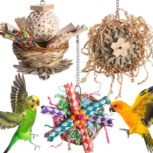 Brinquedos de Forrageamento Trituradores Coloridos para Papagaios e Calopsitas - Gaiola Pendente para a Saúde dos Seus Aves