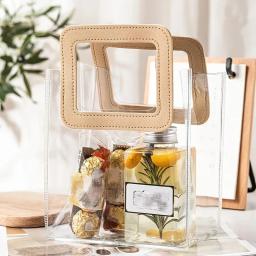 Saco de presente de pvc transparente com alças reutilizáveis grande capacidade simples embalagem de presente sacolas suprimentos de festa de aniversário de casamento - Image 4