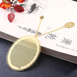 Ornamentos de marcadores de página de metal em estilo chinês, faça você mesmo, ponto cruz, marcadores de livro, oval, cor de cobre vermelho, artesanal, presente de livro - Image 3