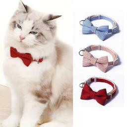 Coleira de gato fofa com gravata borboleta design ajustável cães de estimação gatos filhote de cachorro colar suprimentos para animais de estimação - Image 1