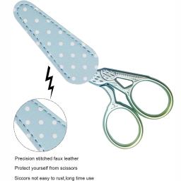 Tesoura De Costura Pequena com Tampa De Couro Aço Inoxidável Artesanato Tesoura Ferramentas DIY Tesouras De Costura Para Bordados Bordados - Image 4