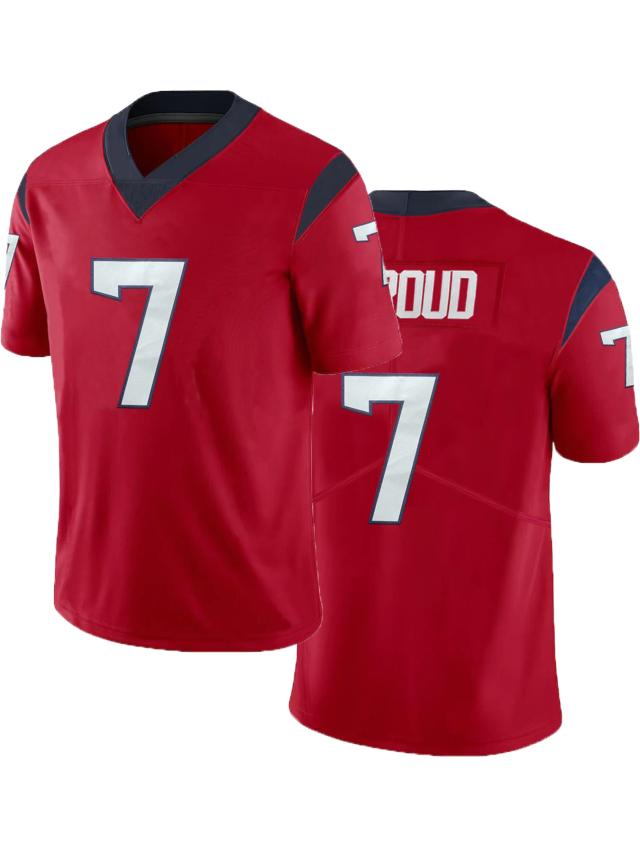 Camisa de Manga Curta Respirável do Houston Texans - Jersey de Futebol Americano para Homens com Estampa de C.J. Stroud, Número 7