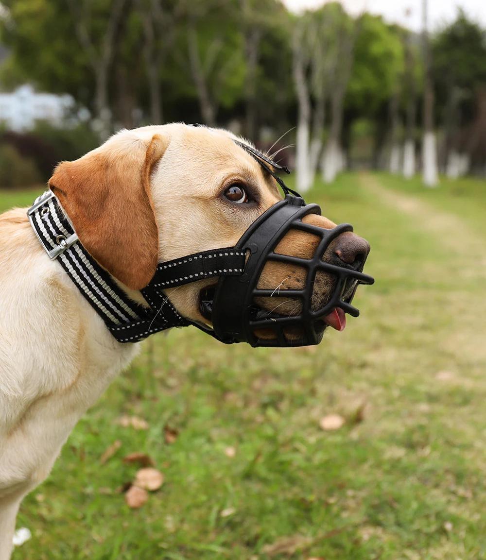 Focinho reflexivo ajustável para cães grandes, focinho acolchoado do treinamento do animal de estimação, focinho respirável do cão, pode arfar e beber, impede morder - Image 1