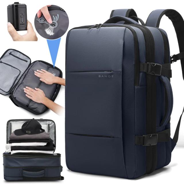 Mochila Expansível Grande Capacidade com Bomba de Ar Embutida para Viagem e Deslocamento