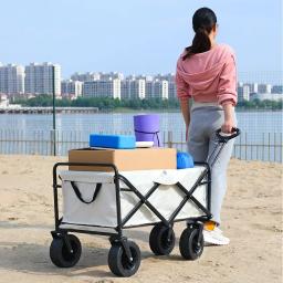 Vagão utilitário dobrável para uso externo, vagão de praia para areia com rodas grandes, carrinho portátil para acampamento, utilitário resistente com capacidade de 500lbs - Image 6
