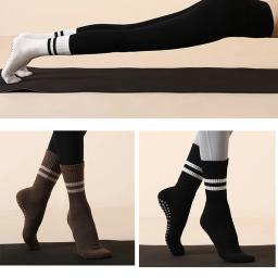 Meias de yoga antiderrapantes femininas com apertos algodão meados de bezerro longo quente respirável pilates dança fitness esportes meias ao ar livre fitness - Image 5